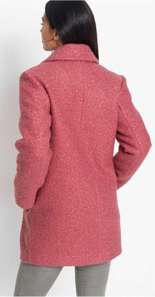 Malinovej ružový krátky dámsky zimný kabát