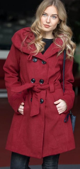 Červený dámsky zimný kabát za priaznivú cenu