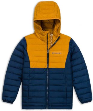 Chlapčenská modro-žltá prešívaná zimná bunda Columbia