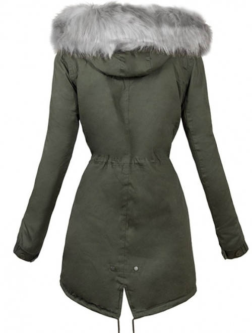 Dámsky zimný kabát so sťahovacou šnúrkou v páse
