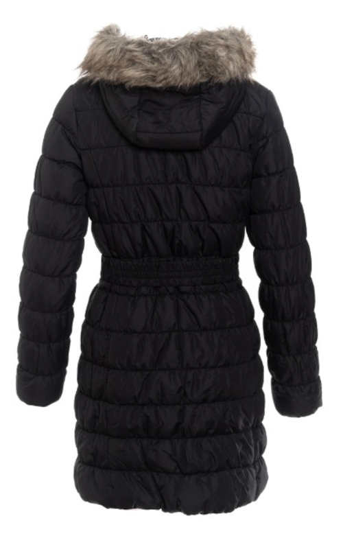 Lacný čierny prešívaný dámsky zimný kabát SAM 73