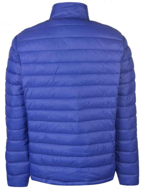 Modrá prešívaná pánska zimná bunda bez kapucne