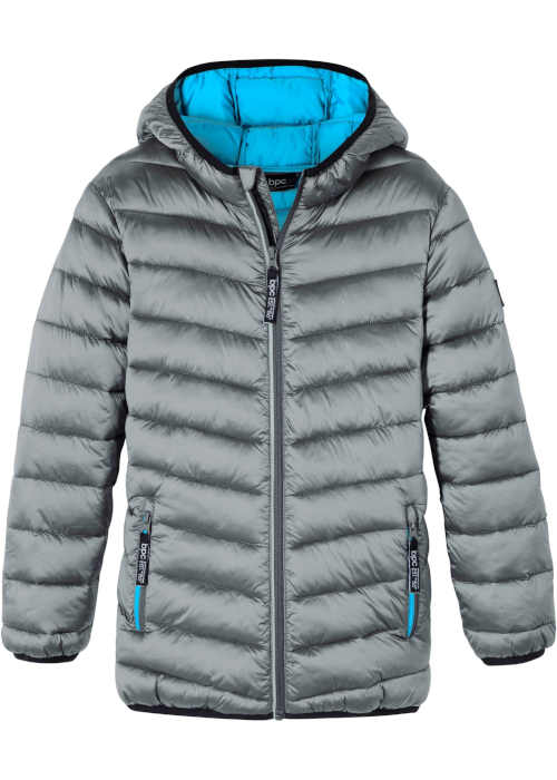 Chlapčenská strieborná šedá prešívaná zimná outdoorová bunda
