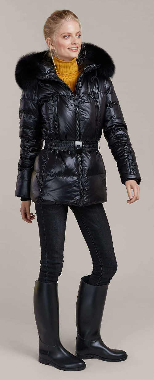 Čierna prešívaná zimná bunda pre ženy