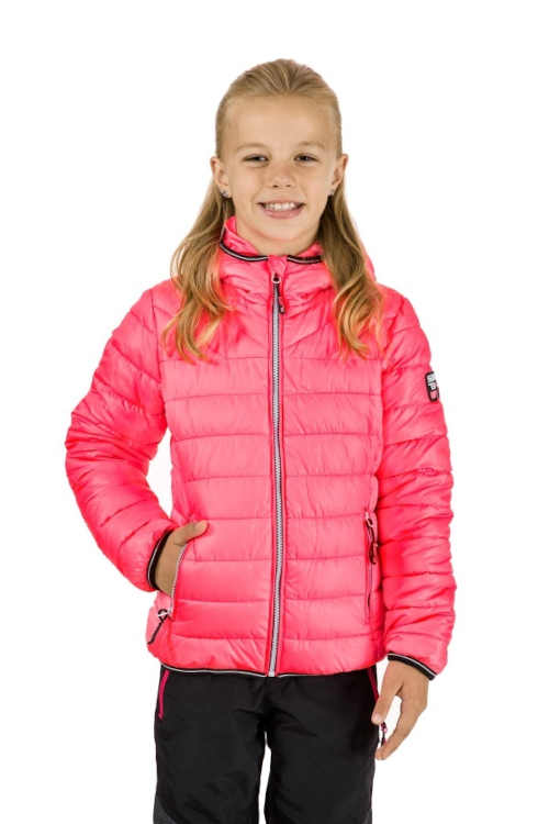 Dievčenská ružová prešívaná bunda s integrovanou kapucňou
