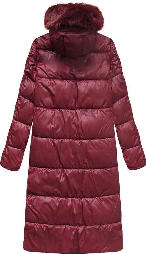 Dlhý fialový dámsky zimný kabát
