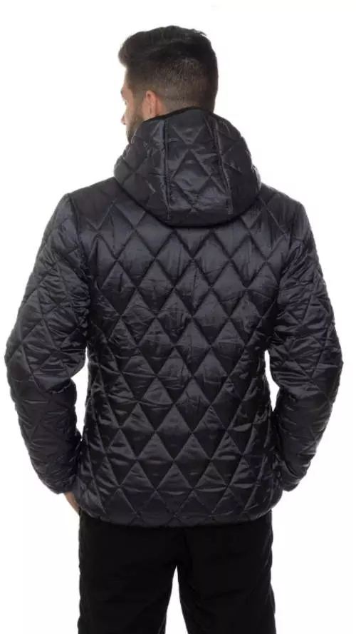 Prešívaná čierna pánska zimná bunda s dĺžkou do pása