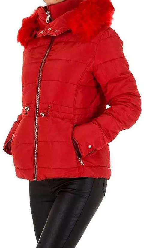 Červená zimná bunda s pohodlným strihom
