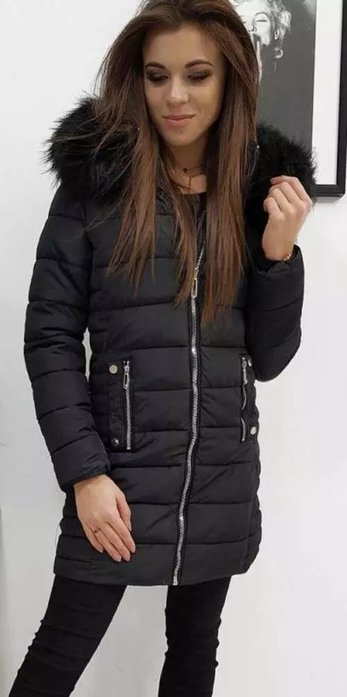 Čierna predĺžená dámska zimná bunda lacná
