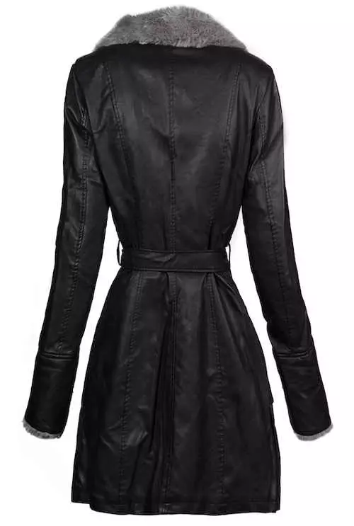 Priliehavý čierny dámsky zimný kabát