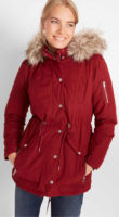 Jednofarebná dámska zimná bunda s umelou kožušinou