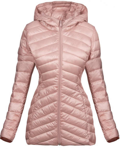Ružová zimná bunda s kapucňou