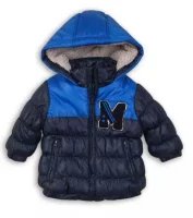 Teplá modrá prešívaná zimná bunda pre malých chlapcov