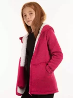 Moderná dievčenská bunda s kapucňou a plyšovou podšívkou