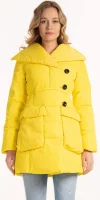 Žltá dámska zimná bunda s veľkými gombíkmi