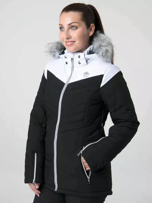 Čierno-biela dámska lyžiarska bunda