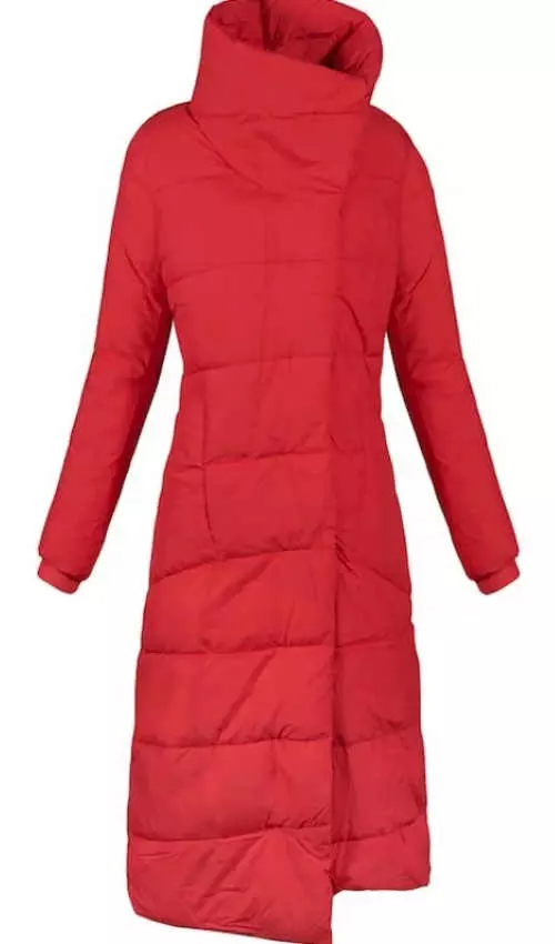 Dlhý červený zimný kabát