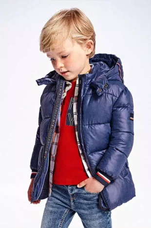 Kvalitná detská prešívaná zimná bunda s odnímateľnou kapucňou