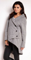 Svetlo šedý jesenný zavinovací kabát pre ženy