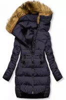 Tmavomodrá dámska zimná bunda s predĺženým strihom