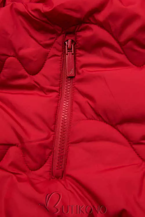 Červená prešívaná bunda na zips