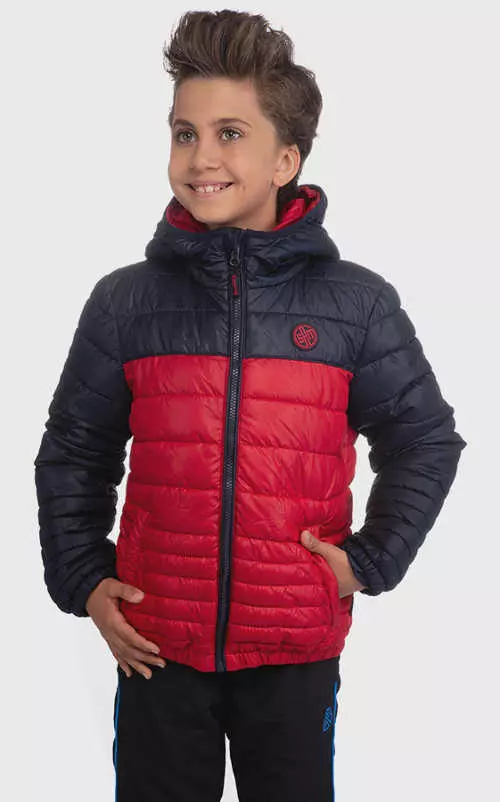 Červeno-čierna chlapčenská bunda na zimu