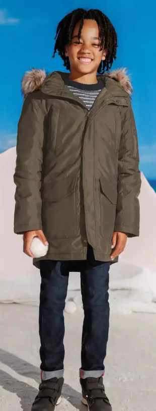 Chlapčenská zimná bunda s umelou kožušinou