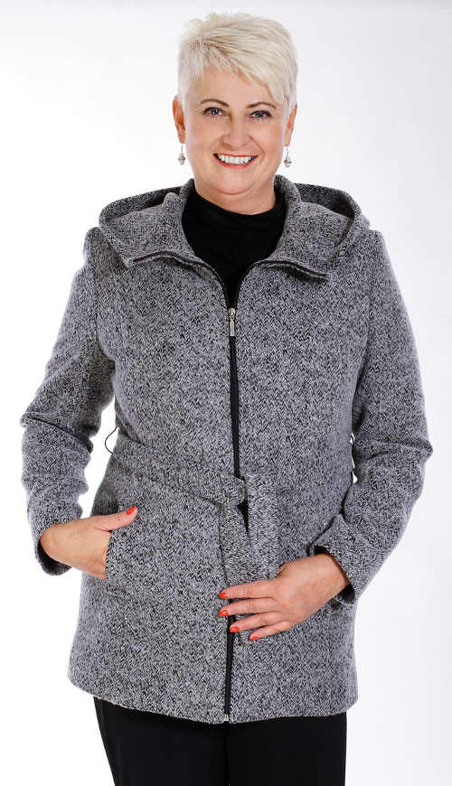 Dámsky zimný kabát na zips pre starších