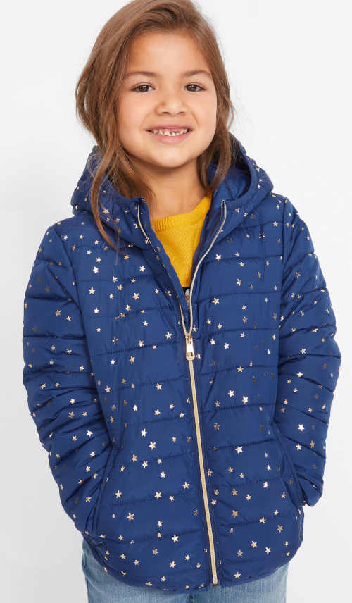 Detská modrá zimná bunda s hviezdičkami