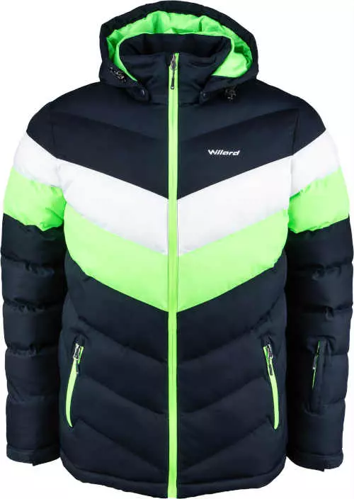 Pánska prešívaná lyžiarska bunda s kapucňou z kvalitného materiálu