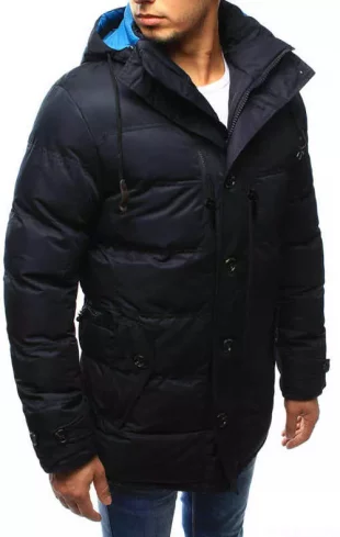 Pánska zimná prešívaná bunda s kapucňou