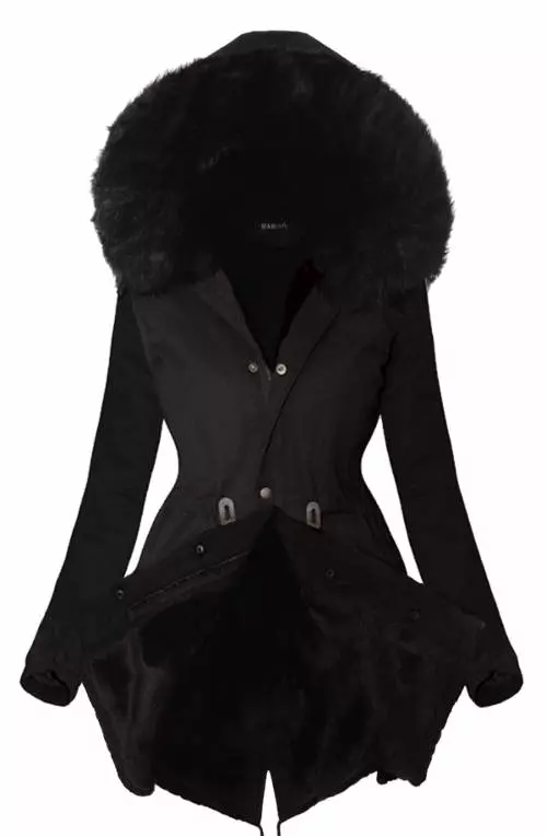 Úplne čierna dámska zimná bunda