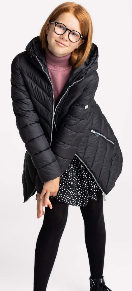 Čierna prešívaná zimná bunda pre dcéru