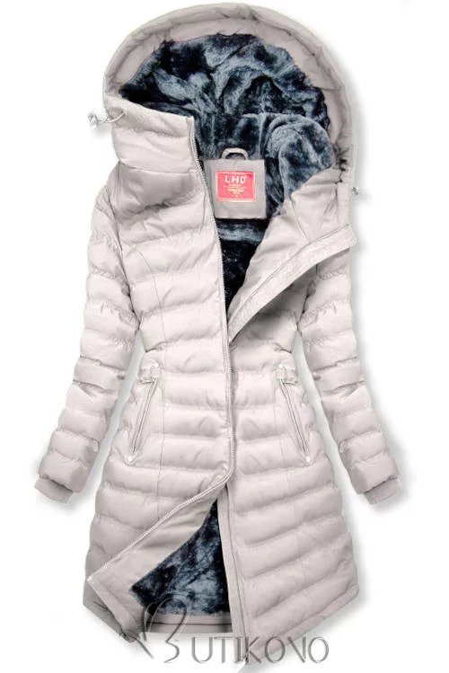 Dámska lacná biela zateplená prešívaná zimná bunda