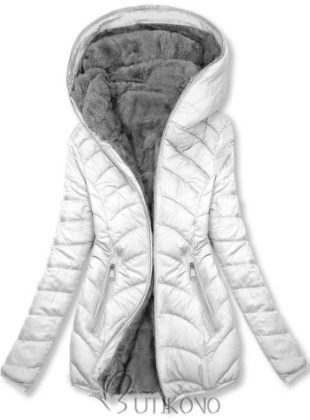 Dámska moderná zateplená prešívaná obojstranná bunda s kapucňou