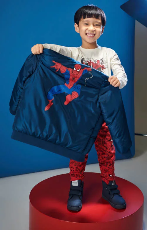 Modrá prešívaná chlapčenská bunda Spider-Man