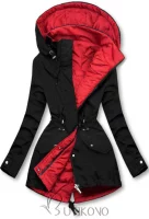 Obojstranná dámska bunda parka s možnosťou výberu čiernej alebo červenej farby