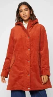 Oranžová dámska manšestrová bunda s teplou podšívkou