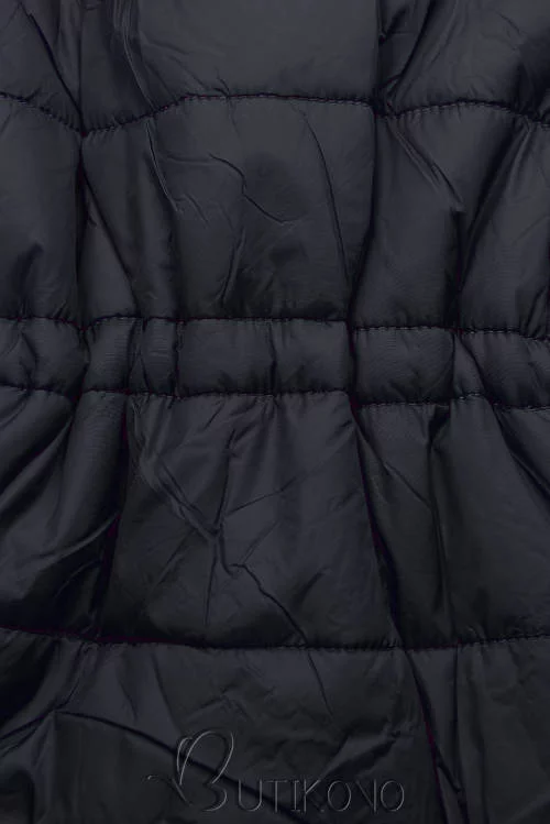 Obojstranná prešívaná tmavosivá dámska zimná bunda