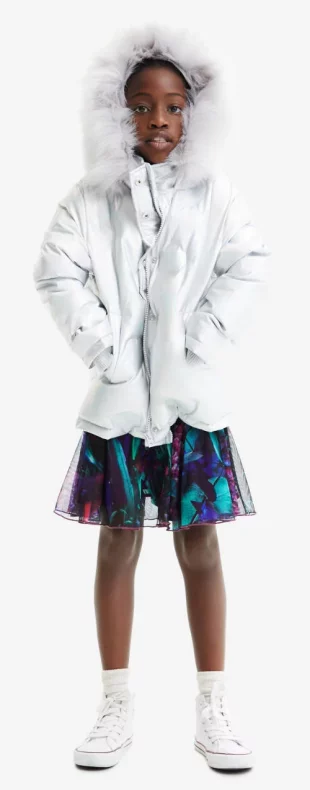 Strieborná dievčenská zimná bunda Desigual výpredaj