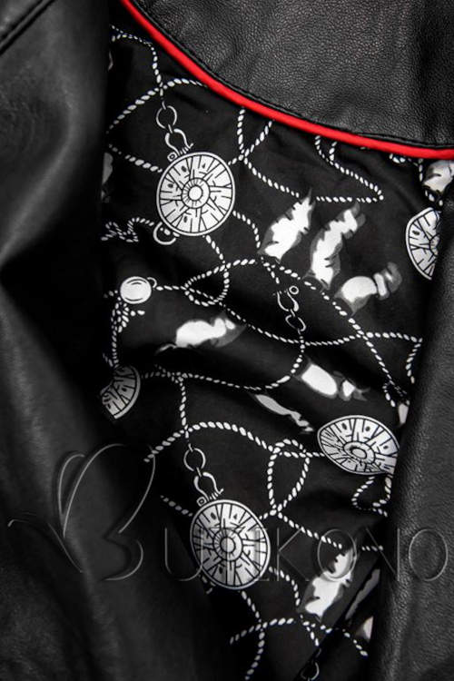 Dámska čierna kožená bunda s vnútornou podšívkou