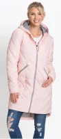 Lacný dlhý svetloružový prešívaný dámsky zimný kabát Bonprix